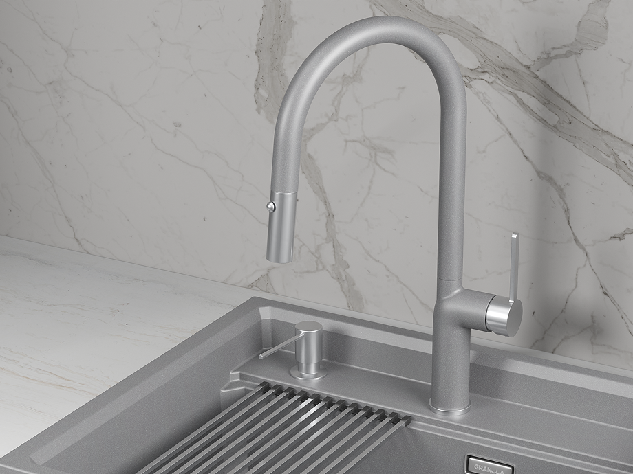 Смеситель для кухни GRANULA (9010, АЛЮМИНИУМ) - фото 2
