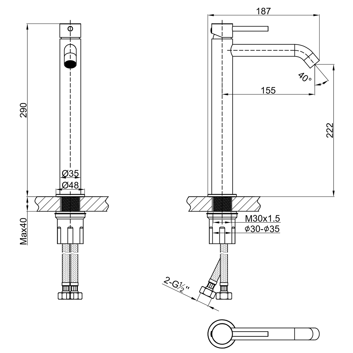 Смеситель Lemark Kalina для раковины высокий (LMF-2115S-BRG) - фото 2
