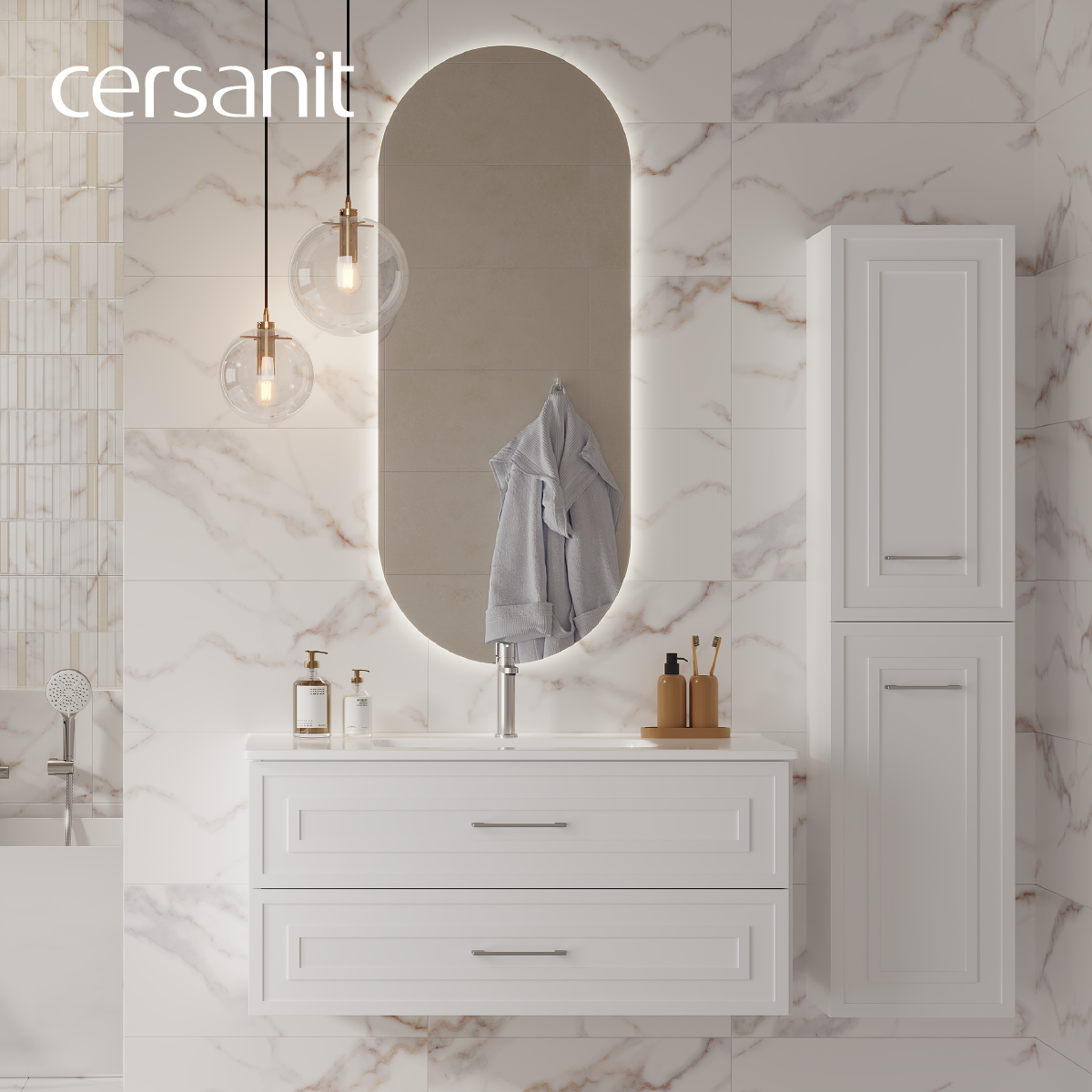Пенал подвесной Cersanit CLASSIC 35 универсальный белый (69872) - фото 9