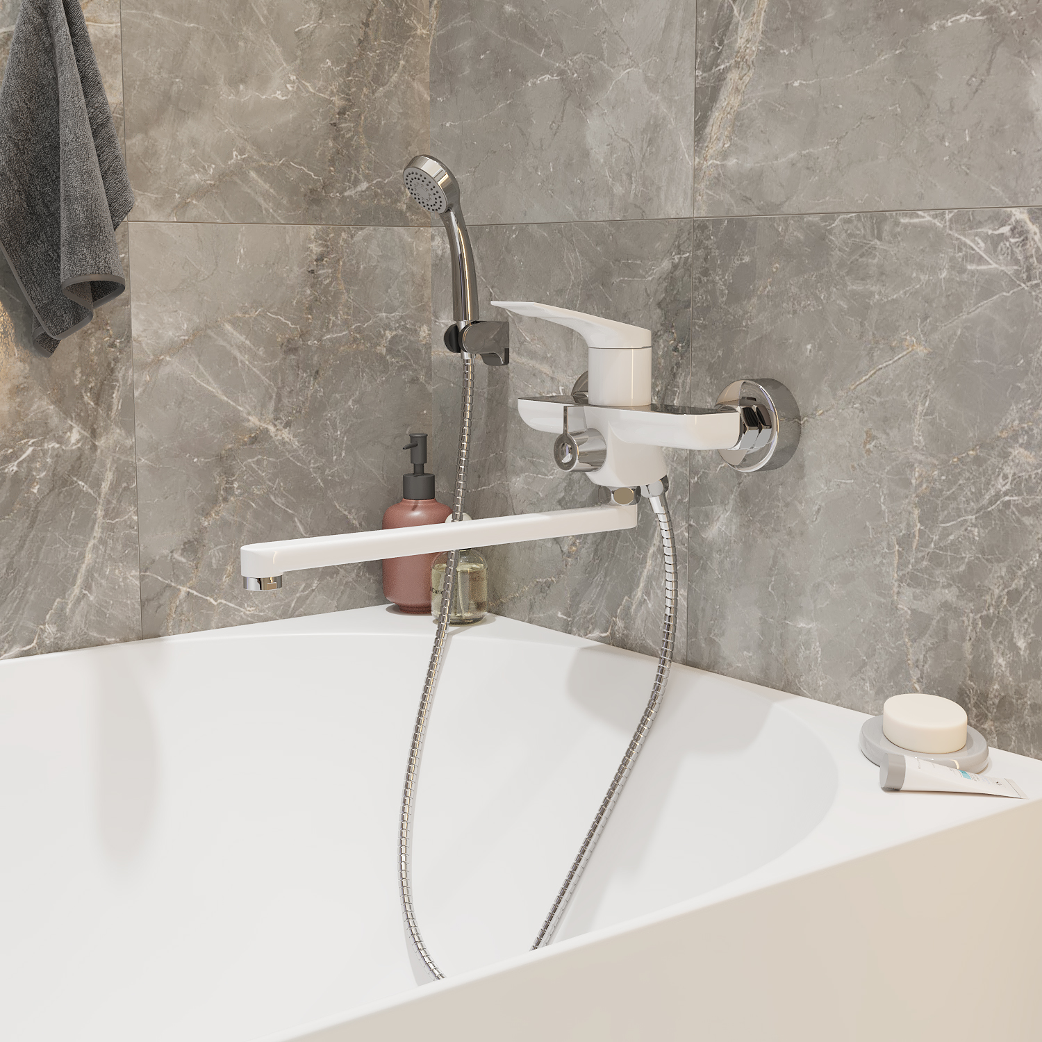 Смеситель для ванны и раковины MIXLINE ML41-02 "Swan White" 35k белый/хром (553910) Смеситель для ванны и раковины MIXLINE ML41-02 "Swan White" 35k белый/хром (553910) - фото 4