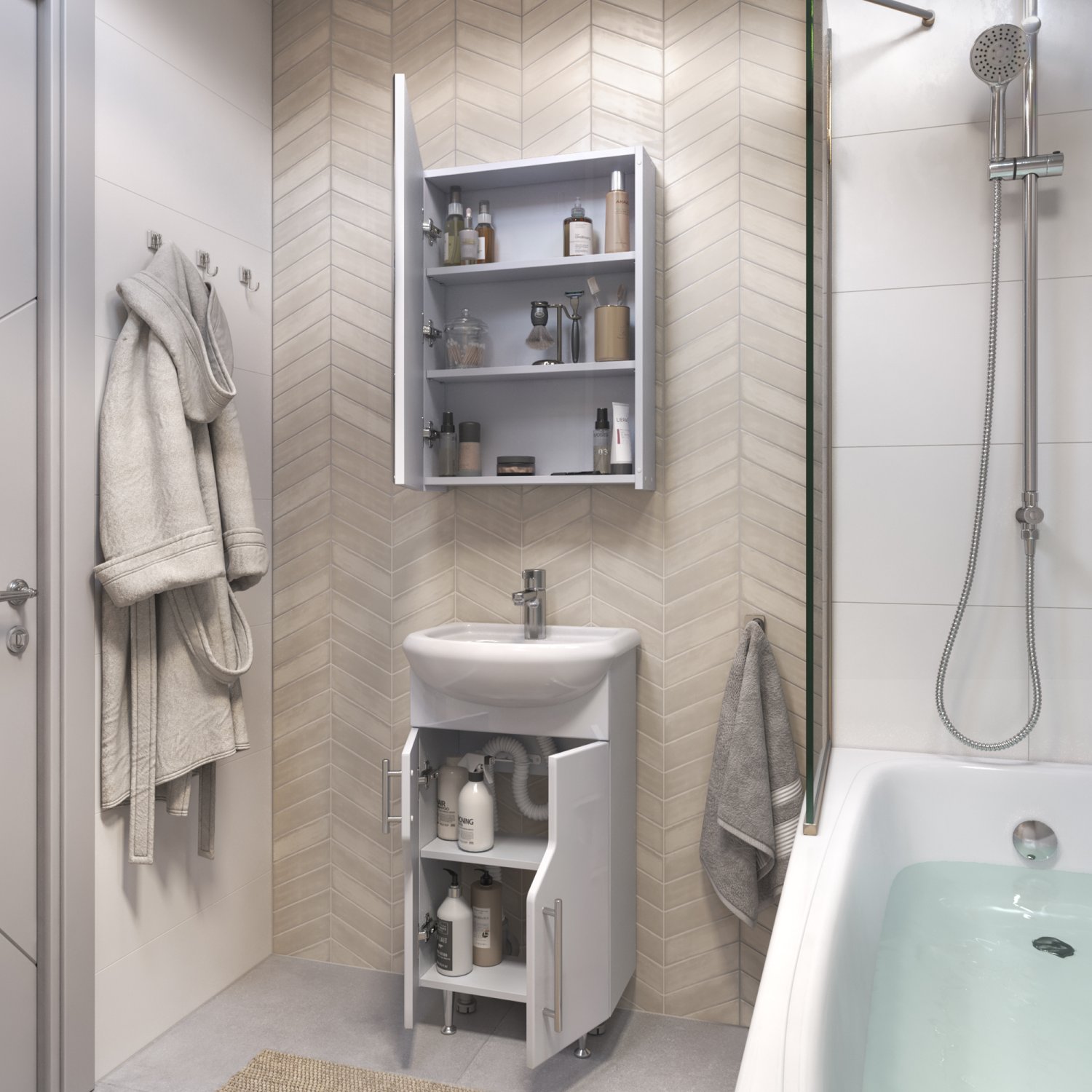 Шкаф VIGO навесной Grand 450 с зеркалом (zsh.GRA.45) - фото 2