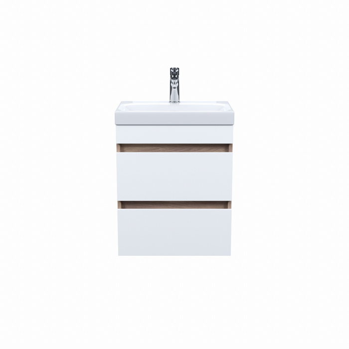 Тумба с умывальником IDDIS подвесная с ящиками 50 см белая/под дерево Zodiac (ZOD5AB0i95K)