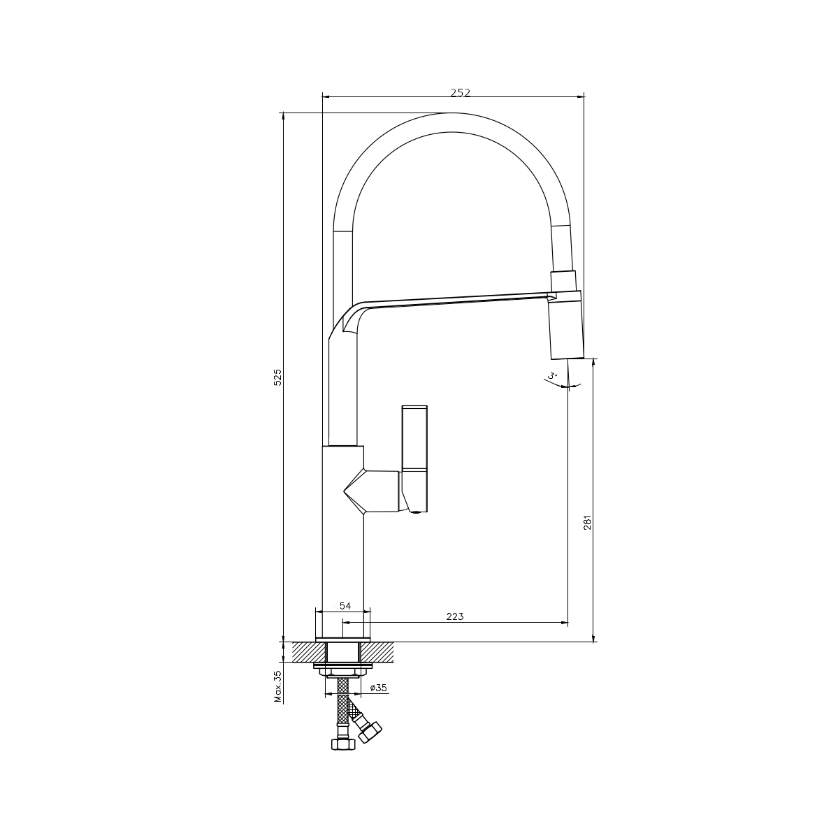 Смеситель для кухонной мойки с гибким изливом RUSH (MS9035-35Black) - фото 3