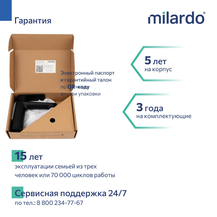 Смеситель для умывальника Milardo Поли (Poli) черный матовый (POLBL00M01) - фото 11