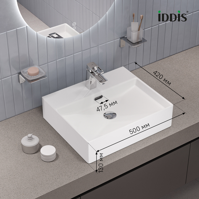 Умывальник накладной/подвесной, белый глянцевый, Bild, IDDIS, BILWS50i27 - фото 3