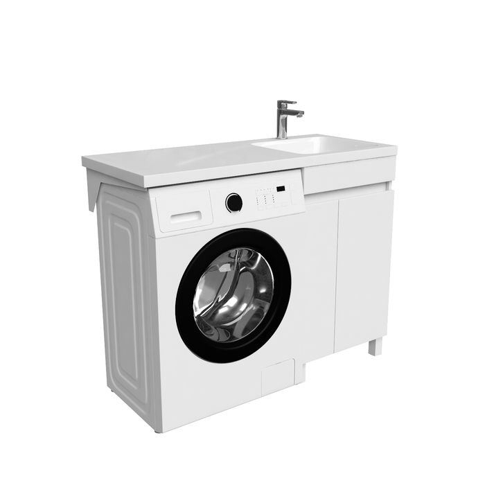 Тумба с умывальником напольная для стиральной машины с дверцами, 110 см, правая, белая, IDDIS Optima Home (OPH11RDi95K) - фото 5