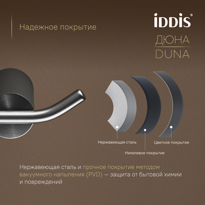Крючок двойной IDDIS Дюна (Duna) нержавеющая сталь, графит матовый (DUNGM20i41) - фото 7