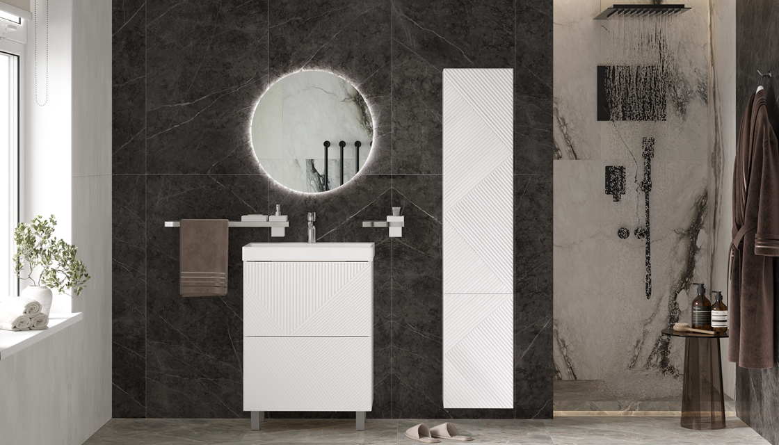 Тумба напольная Velvex Edge 60.2Y (белая) под раковину 9696-60 (tn.EDG.9696.60.2Y белый глянец) - фото 5