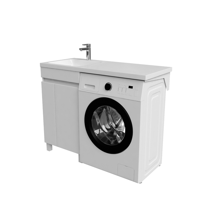 Тумба с умывальником напольная для стиральной машины с дверцами, 110 см, левая, белая, IDDIS Optima Home (OPH11LDi95K) - фото 3