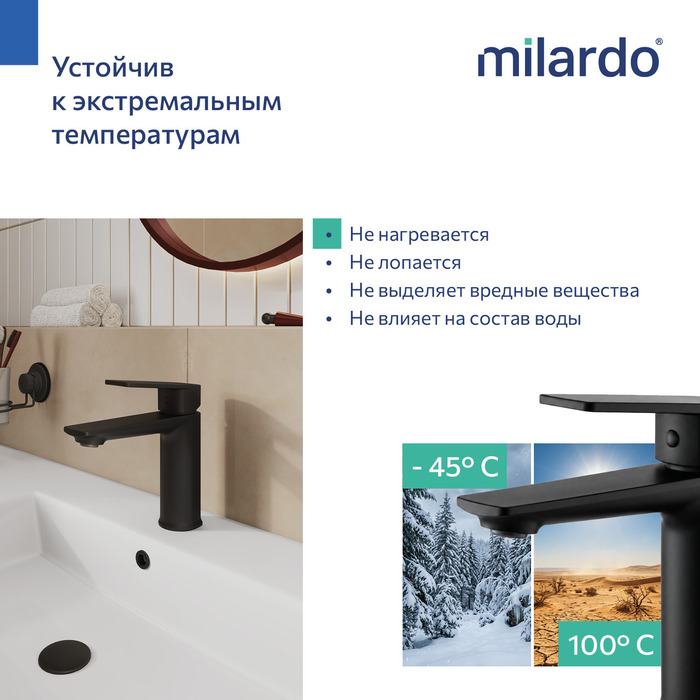 Смеситель для умывальника Milardo Поли (Poli) черный матовый (POLBL00M01) - фото 15