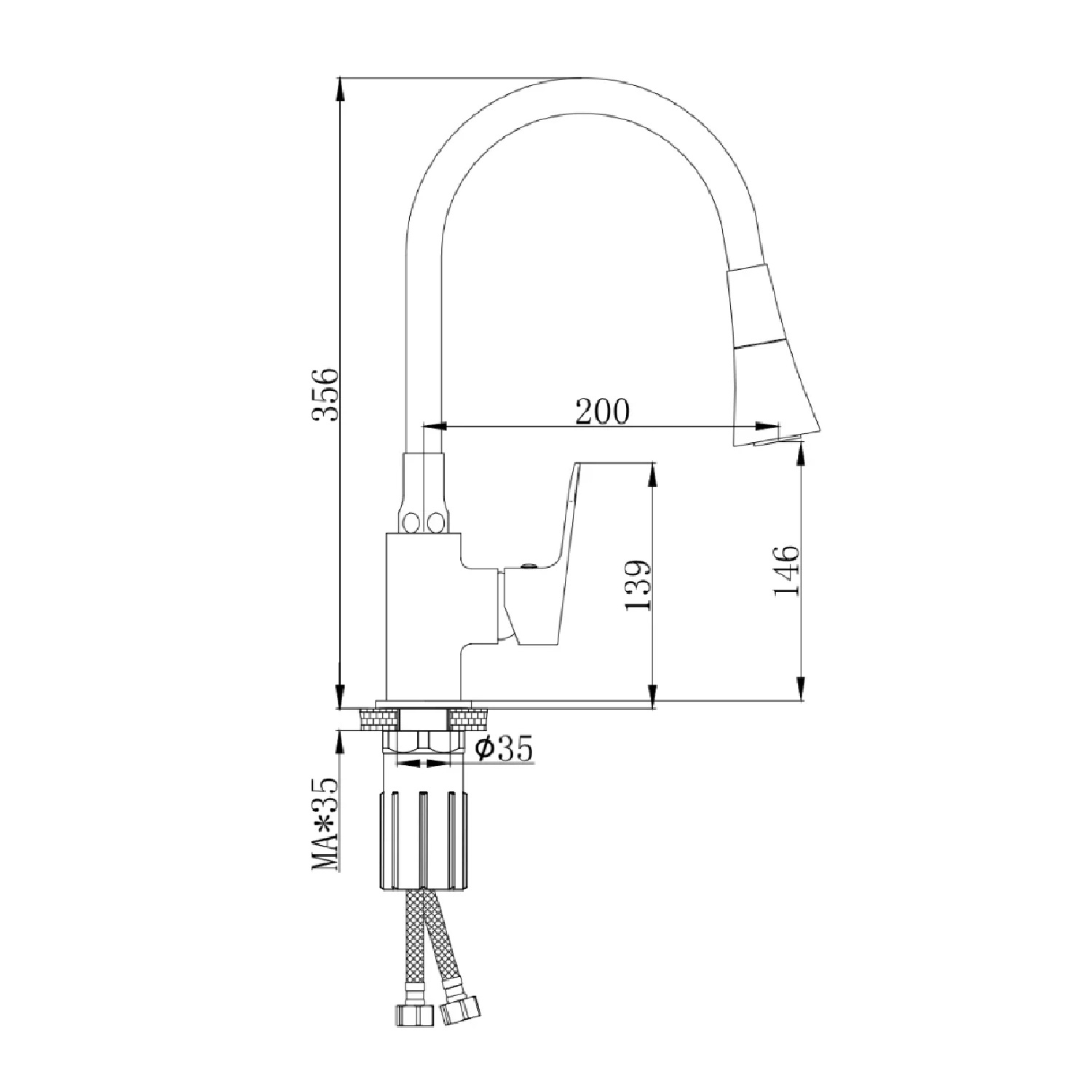 Смеситель Splenka для кухни с гибким изливом (S41.43.06) - фото 3