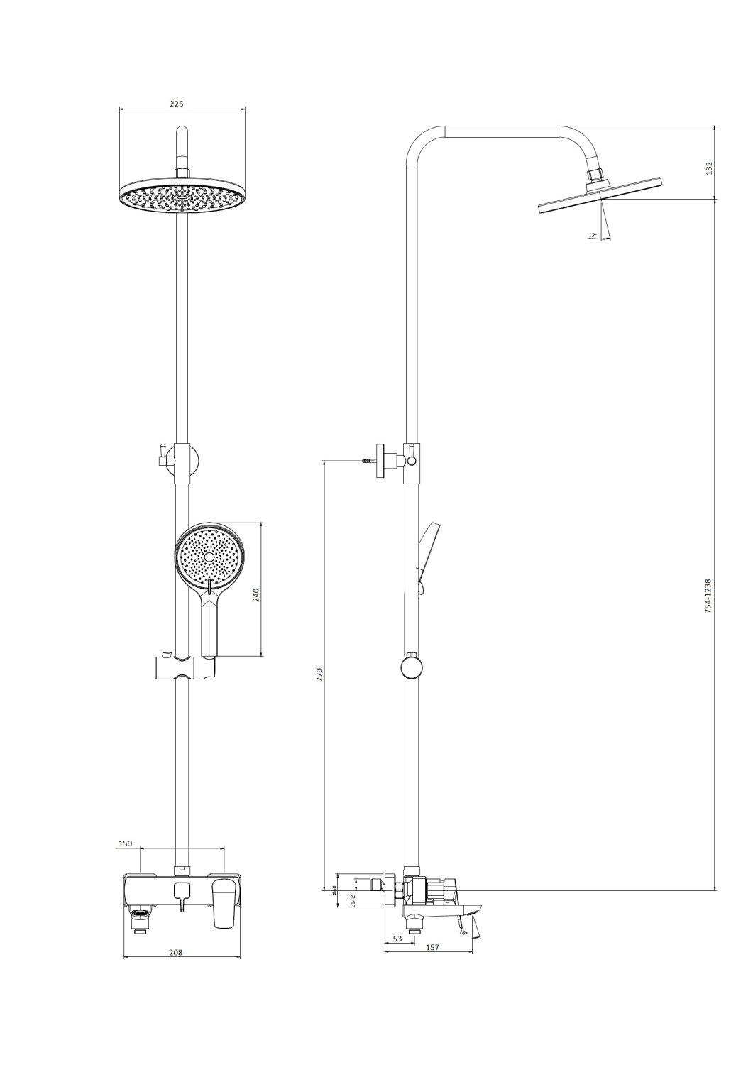 Душевая система со смесителем DQ Hamburg хром (DA1743701) - фото 4