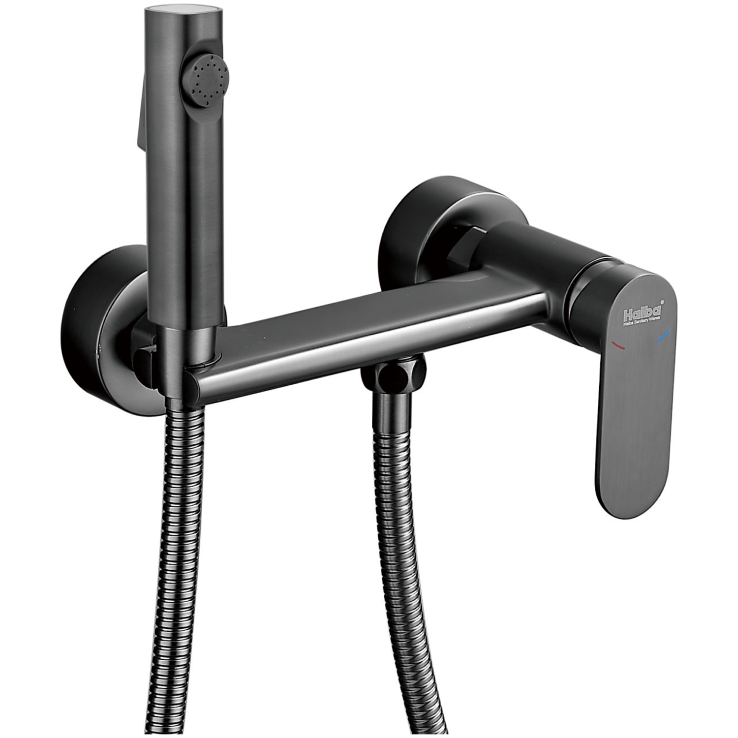 Гигиенический душ со смесителем Haiba оружейная сталь (HB5516-3) - фото 1