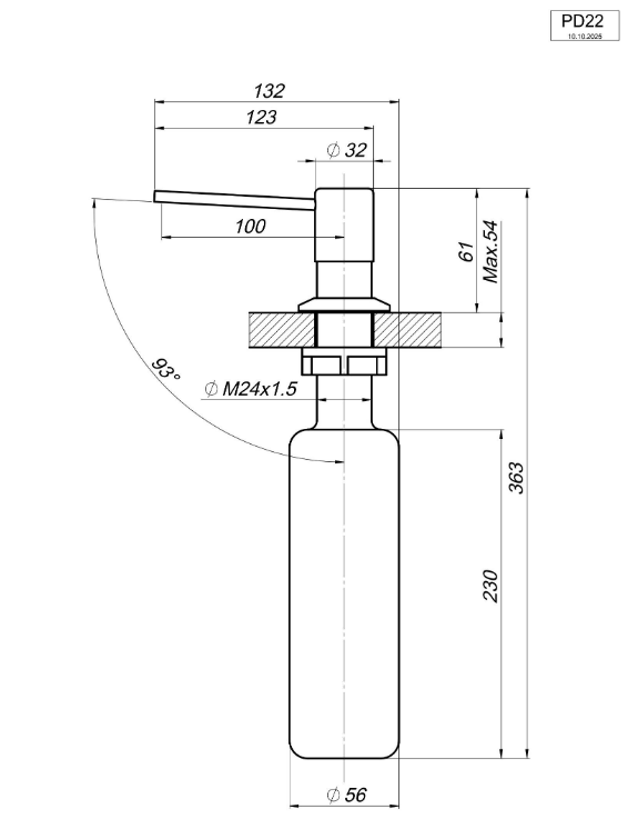 Дозатор для кухонной мойки GRANULA (22PD, ТУРМАЛИН) - фото 3
