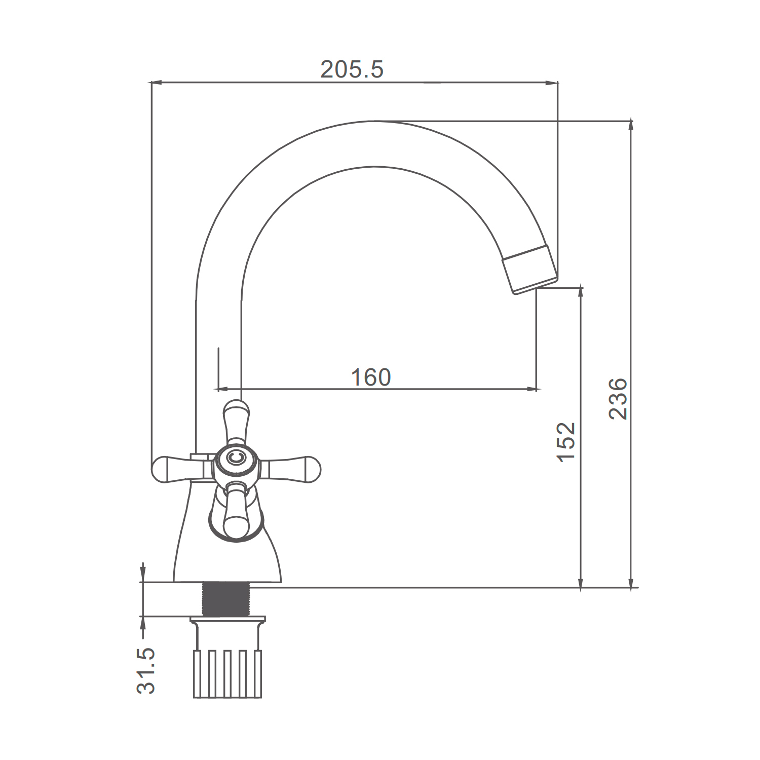 Смеситель Prohanss для раковины вентильный поворотный, хром (P10.13) - фото 2