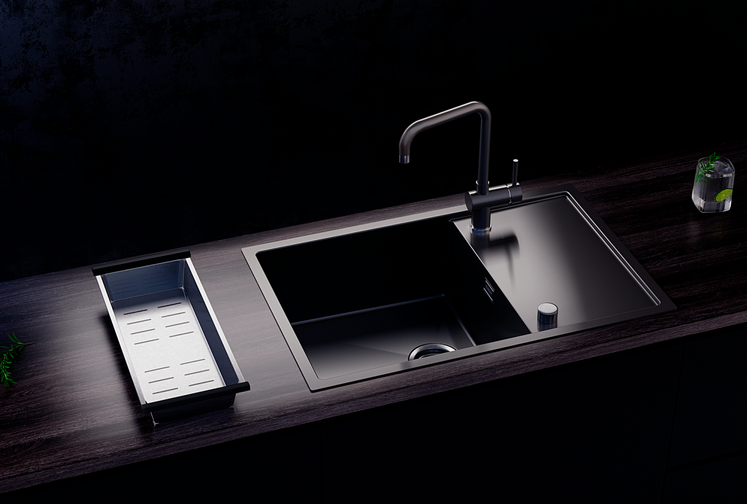Мойка ULGRAN STEEL 780 Х 500, цвет «черная брашированная сталь» (US 780-002) - фото 5