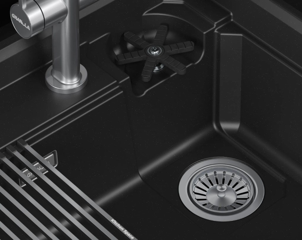 Кухонная мойка GRANULA KITCHEN SPACE RINZER кварц (7308R, ШВАРЦ) - фото 2