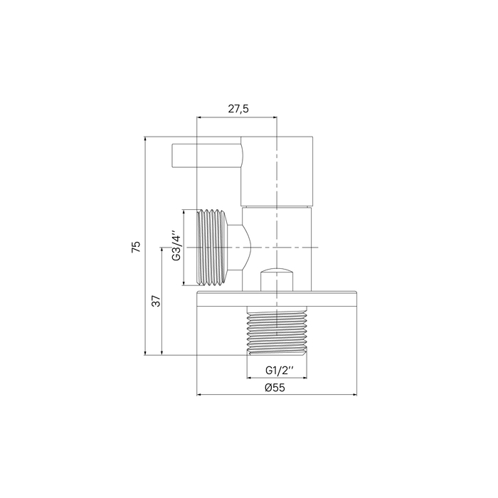 Кран угловой IDDIS Optima Home с отражателем, 1/2; 3/4, кран-букса, латунь (910B0Z4C4CZ) - фото 3