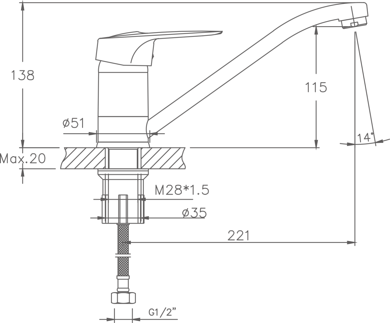 Смеситель для кухни Cron хром (CN4904) - фото 2