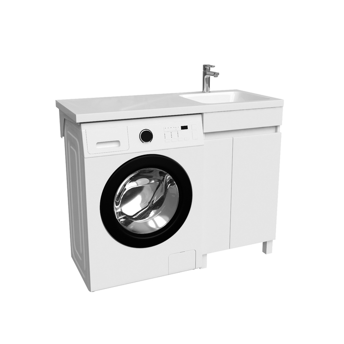 Тумба с умывальником напольная для стиральной машины с дверцами, 110 см, правая, белая, IDDIS Optima Home (OPH11RDi95K) - фото 2