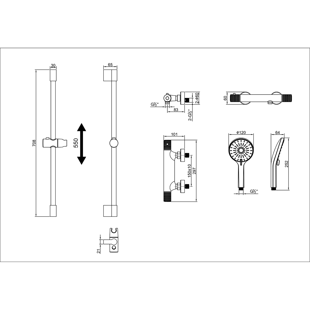 Смеситель Lemark Beluga для душа, термостатический (LMF-8044B-BN) - фото 2