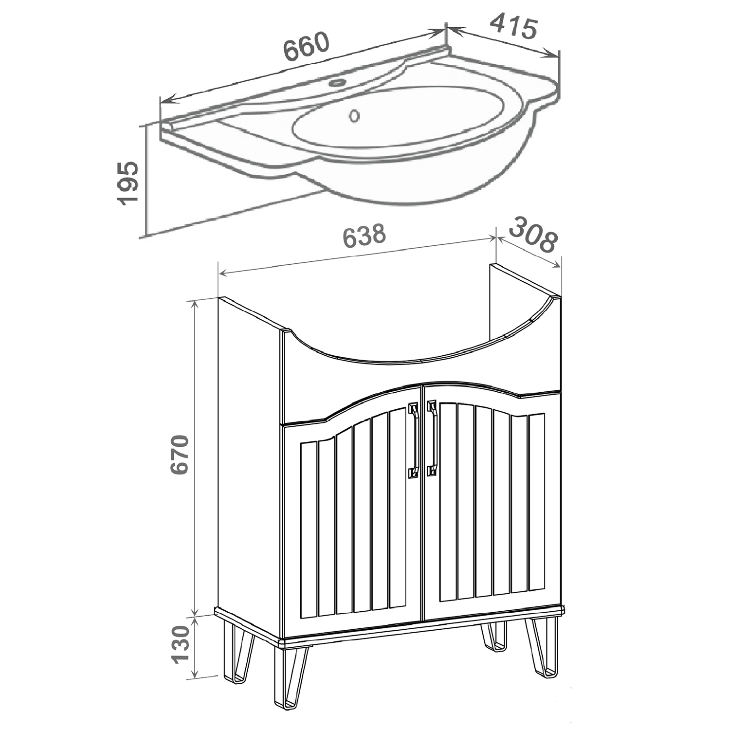 Тумба Runo Марсель 65 мята под умывальник УТ000003755 (Классик 65) (00-00001217) - фото 3