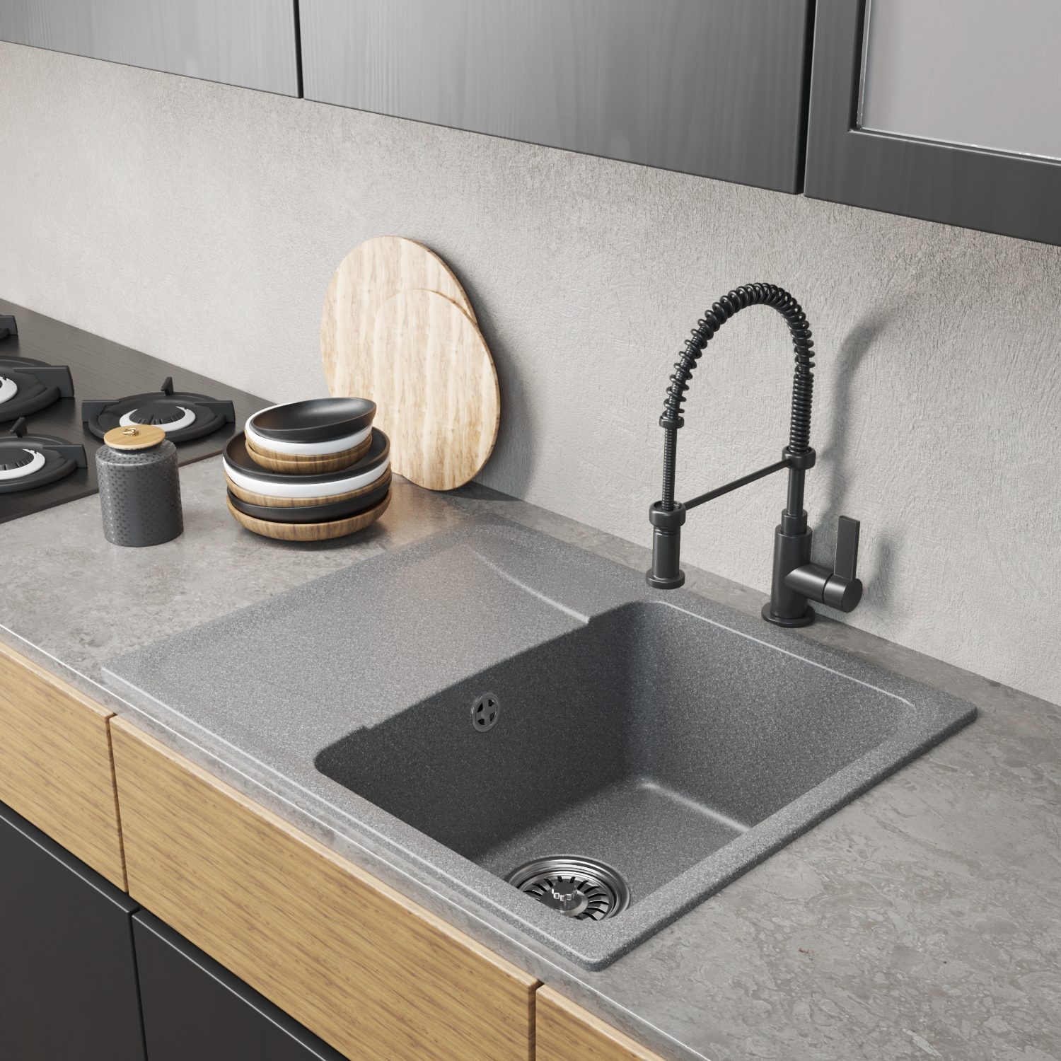 Мойка MIXLINE ML-GM26 С КРЫЛОМ, ТЕМНО-СЕРАЯ (309), 580*470*190ММ (552078) Мойка MIXLINE ML-GM26 С КРЫЛОМ, ТЕМНО-СЕРАЯ (309), 580*470*190ММ (552078) - фото 4