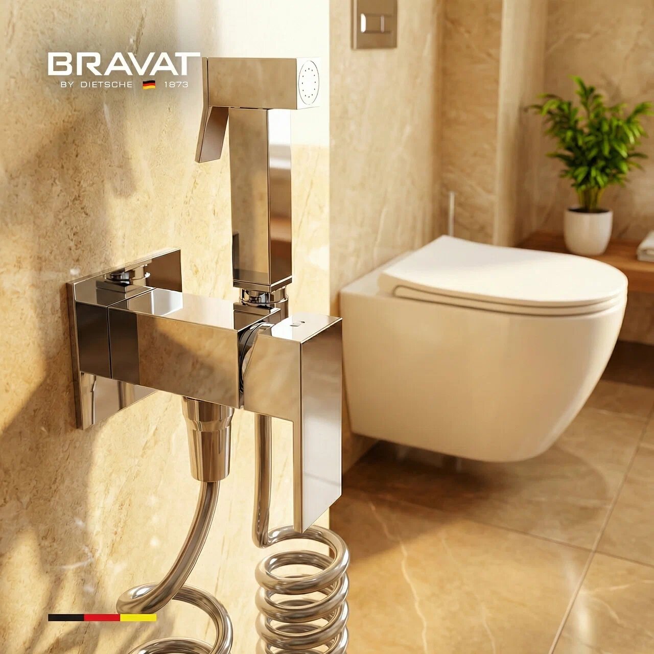 Гигиенический душ со смесителем с пружинным шлангом BRAVAT (D9191CP-SW) - фото 2