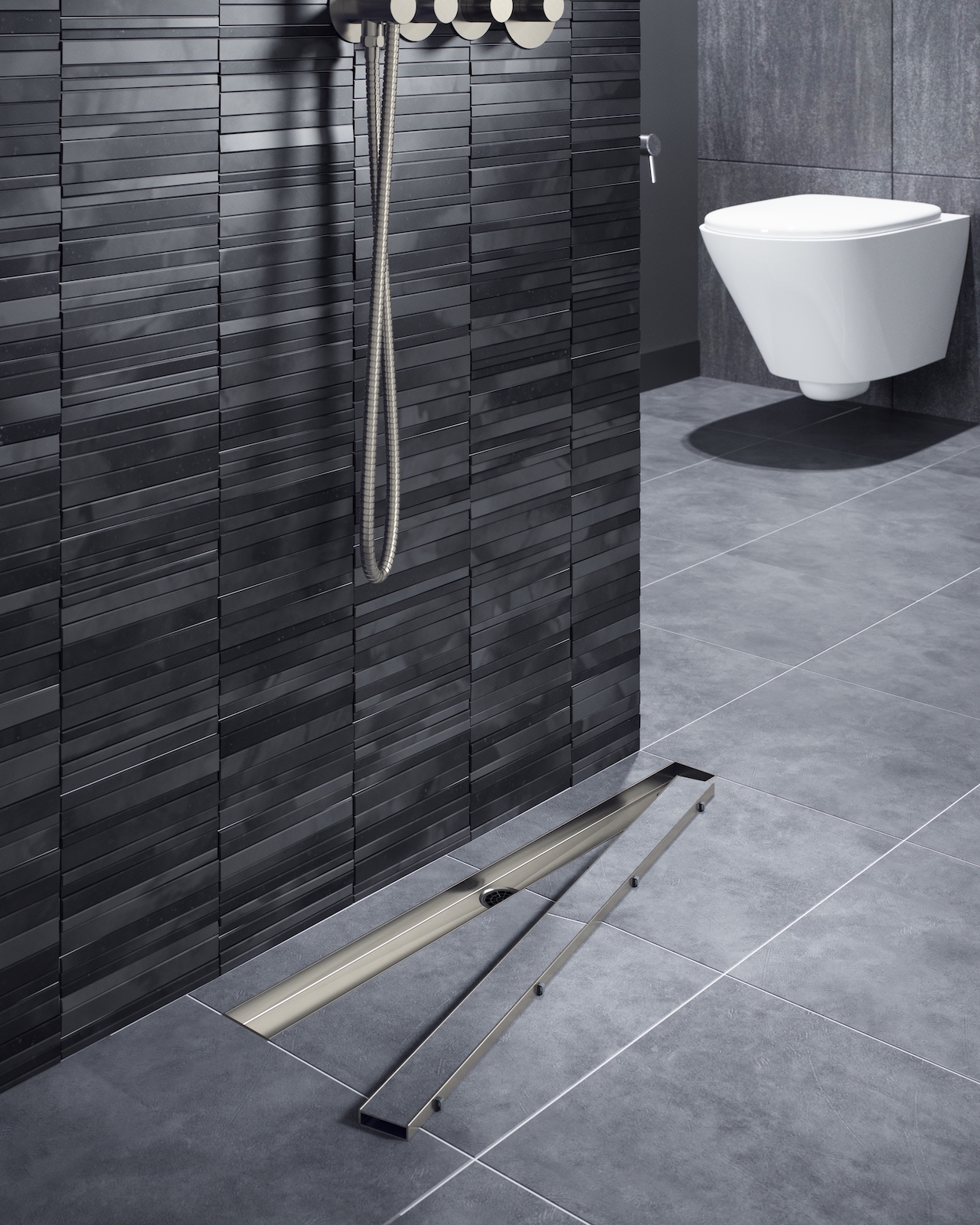 Душевой лоток TIMO Drain System 700 с двусторонней панелью "plate" под плитку, черное золото (DS230207/18) - фото 3
