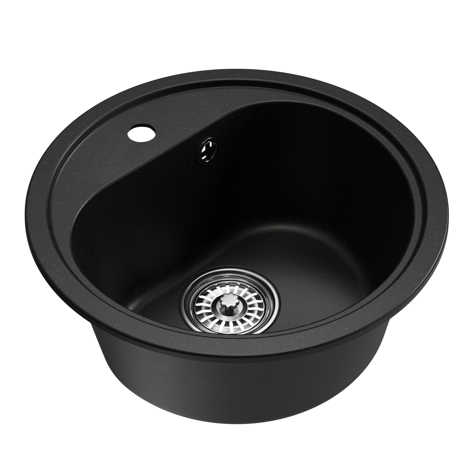 Мойкa MIXLINE ML-GM10 круглая  ультра-черная (344) 440мм (глуб. чаши 180) NEW (551817)