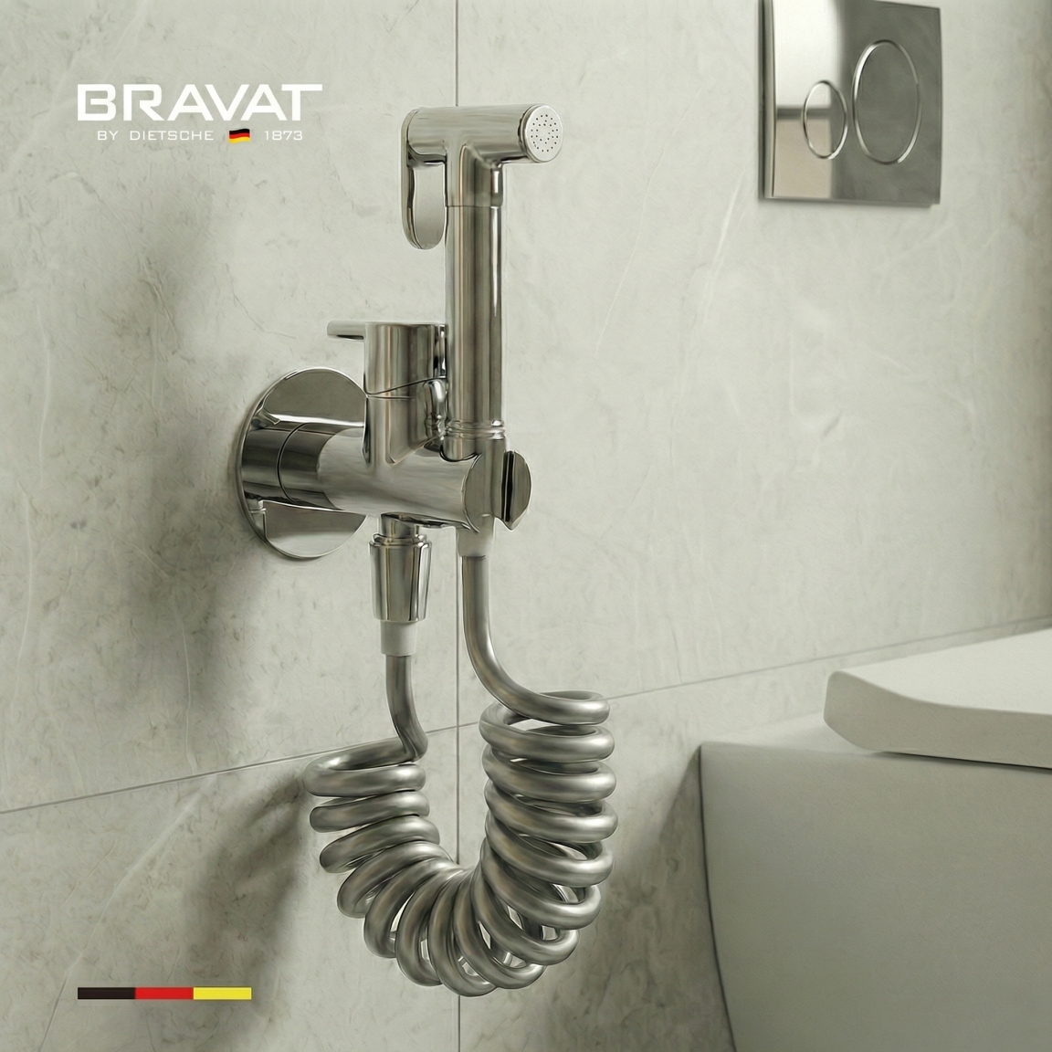 Гигиенический душ со смесителем с пружинным шлангом BRAVAT (D9192CP-SW) - фото 4