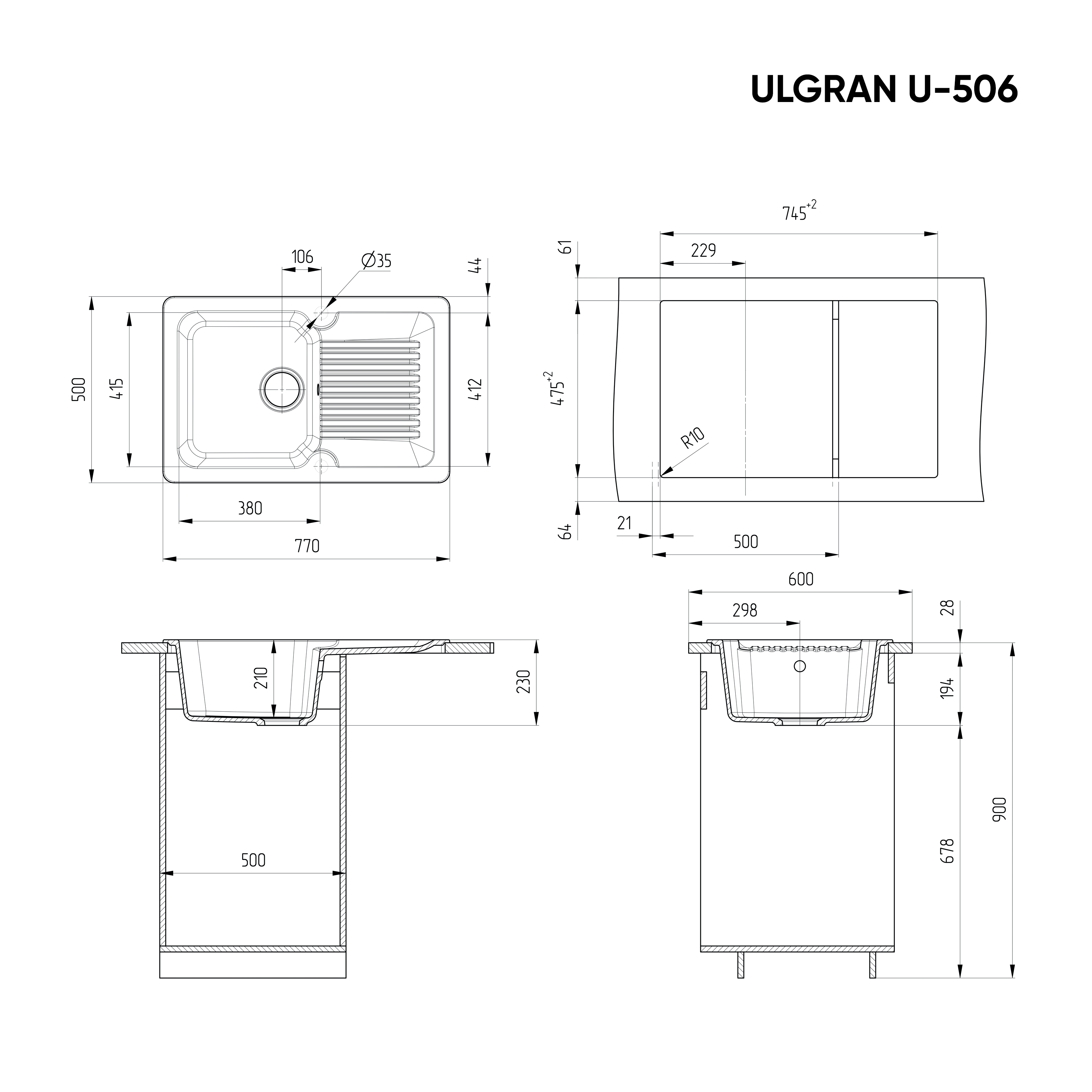 Мойка Ulgran Classic бежевый (U-506-328) Мойка Ulgran Classic бежевый (U-506-328) - фото 5