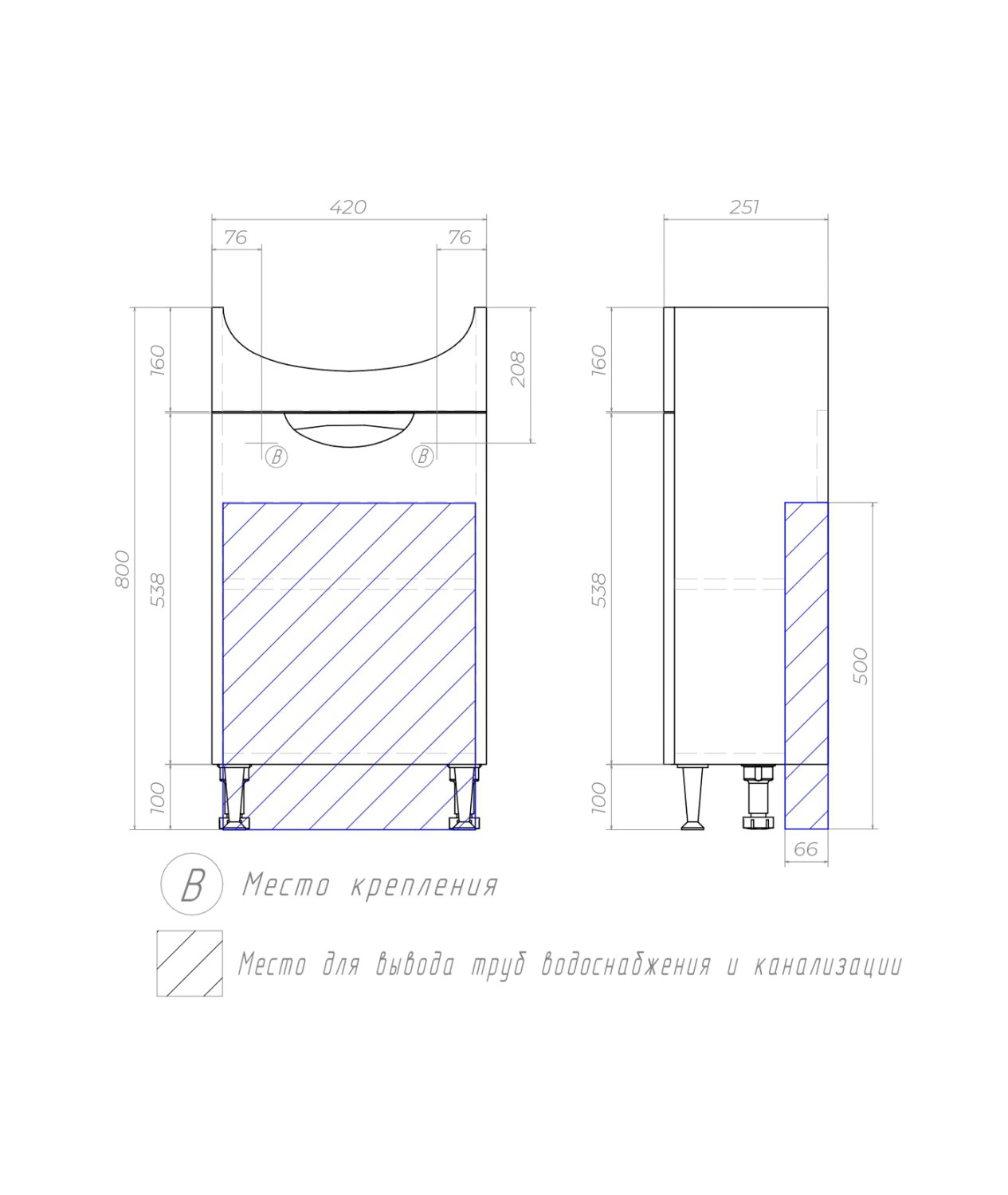 Тумба VIGO Callao 450-1-0 под раковину Ц0000000398 (Уют) (tn.CAL.UYU.45.1D) - фото 3