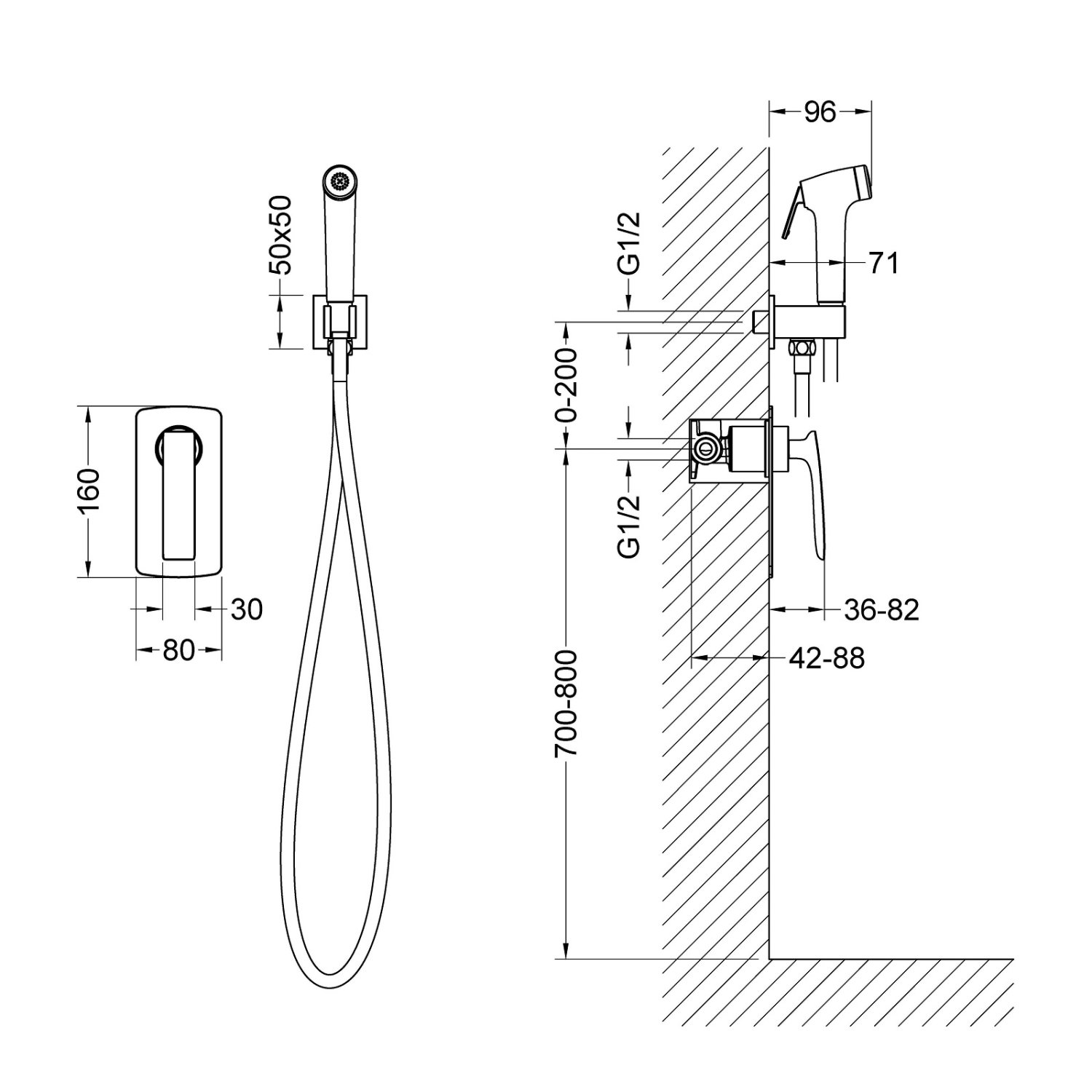 Смеситель встроенный с гигиеническим душем Timo Helmi (4089/03SM) черный - фото 6