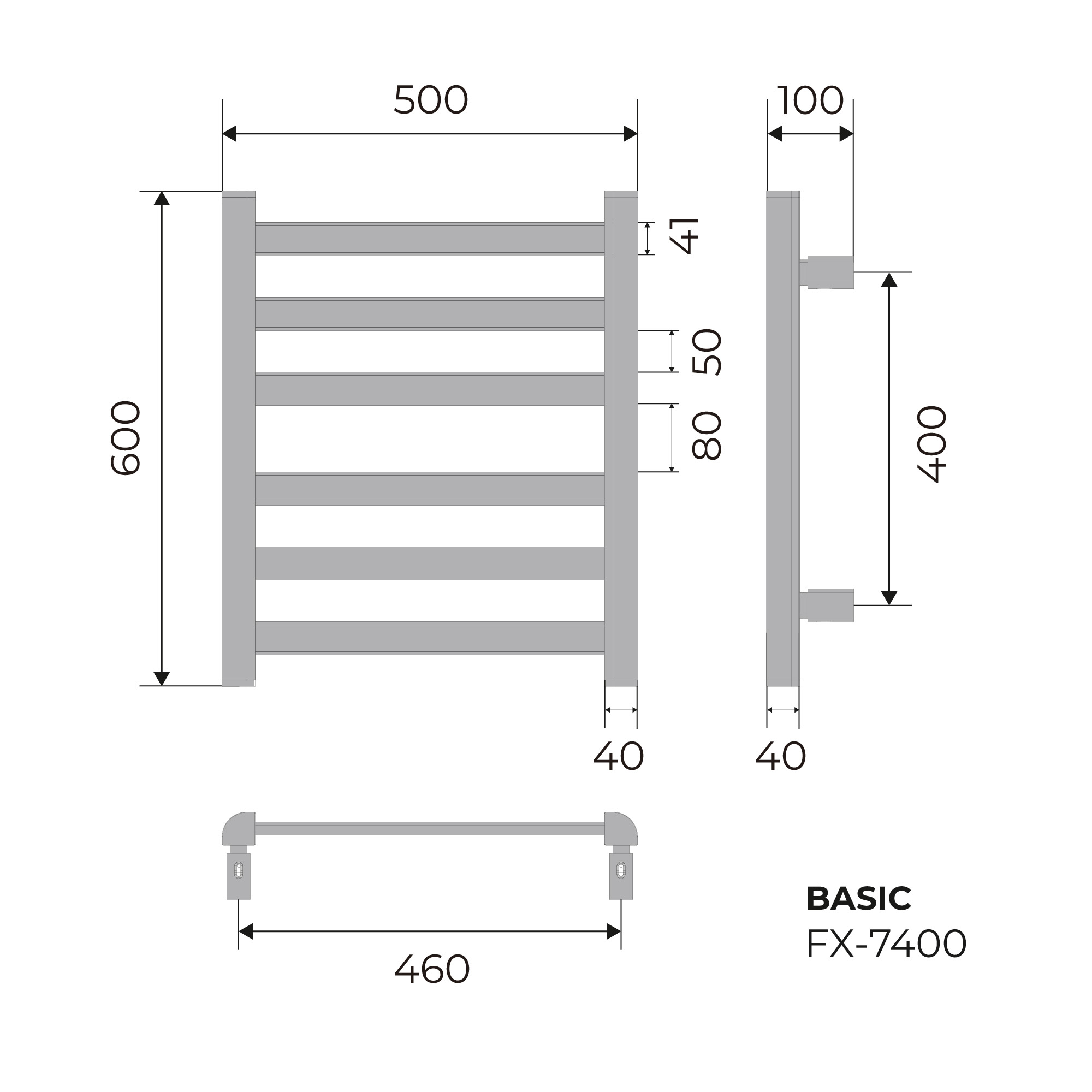 Полотенцесушитель электрический Fixsen BASIC 600х500 белый (FX-7400W) Полотенцесушитель электрический Fixsen BASIC 600х500 белый (FX-7400W) - фото 6