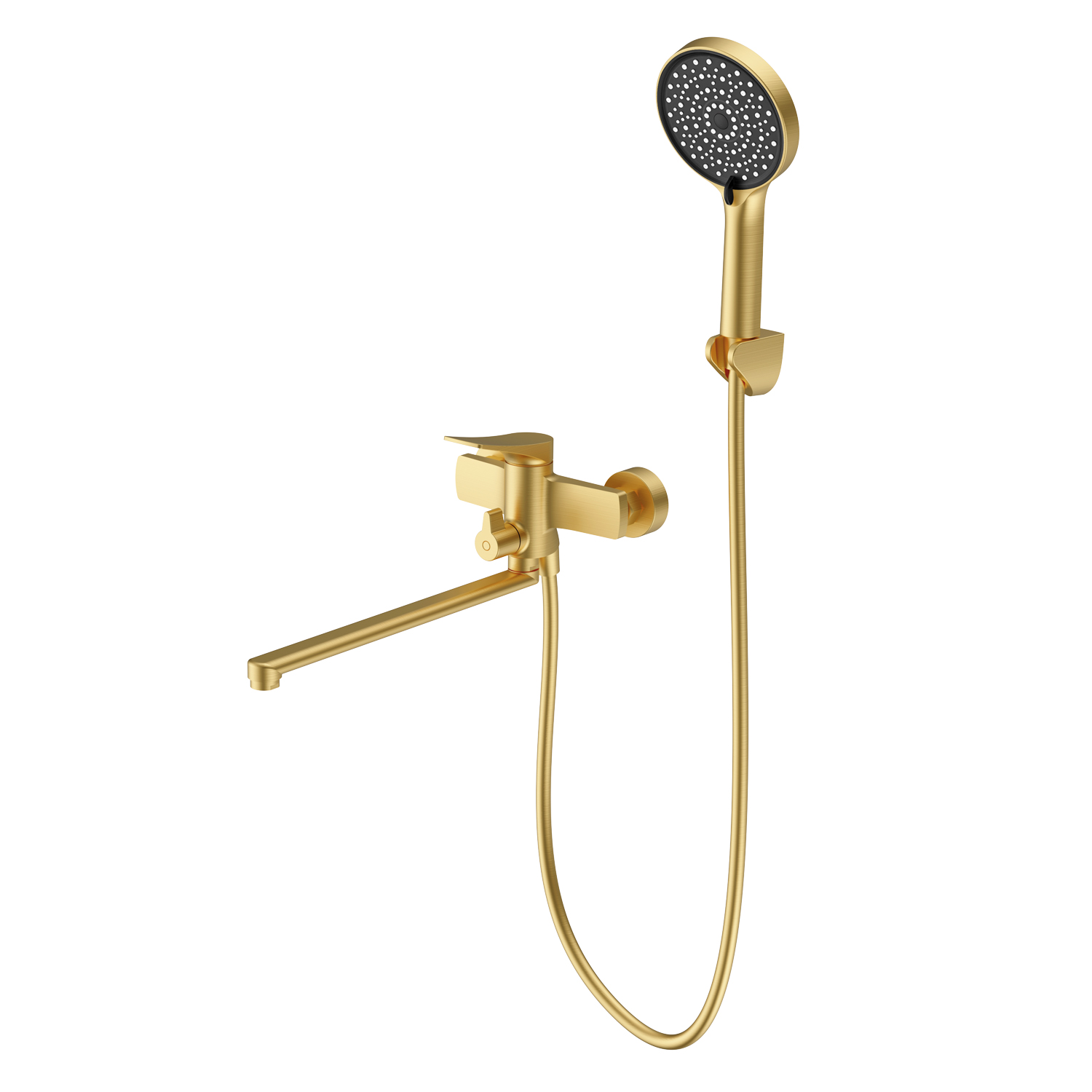 Смеситель Splenka для ванны и душа универсальный поворотный излив 35 см, сатин золотой (S54.22.03) - фото 1