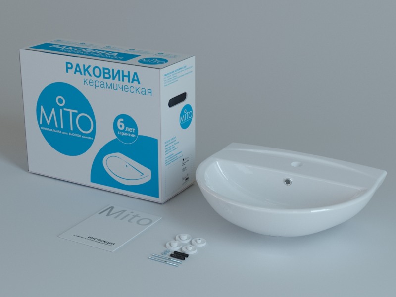 Раковина подвесная MITO RED 50 1 отв. (S-UM-MIR50/1-w) - фото 2