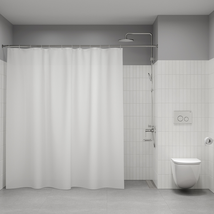 Штора для ванной IDDIS Бэйс (Base) 200x240 см, полиэстер, белый (BL08P24i11) - фото 1