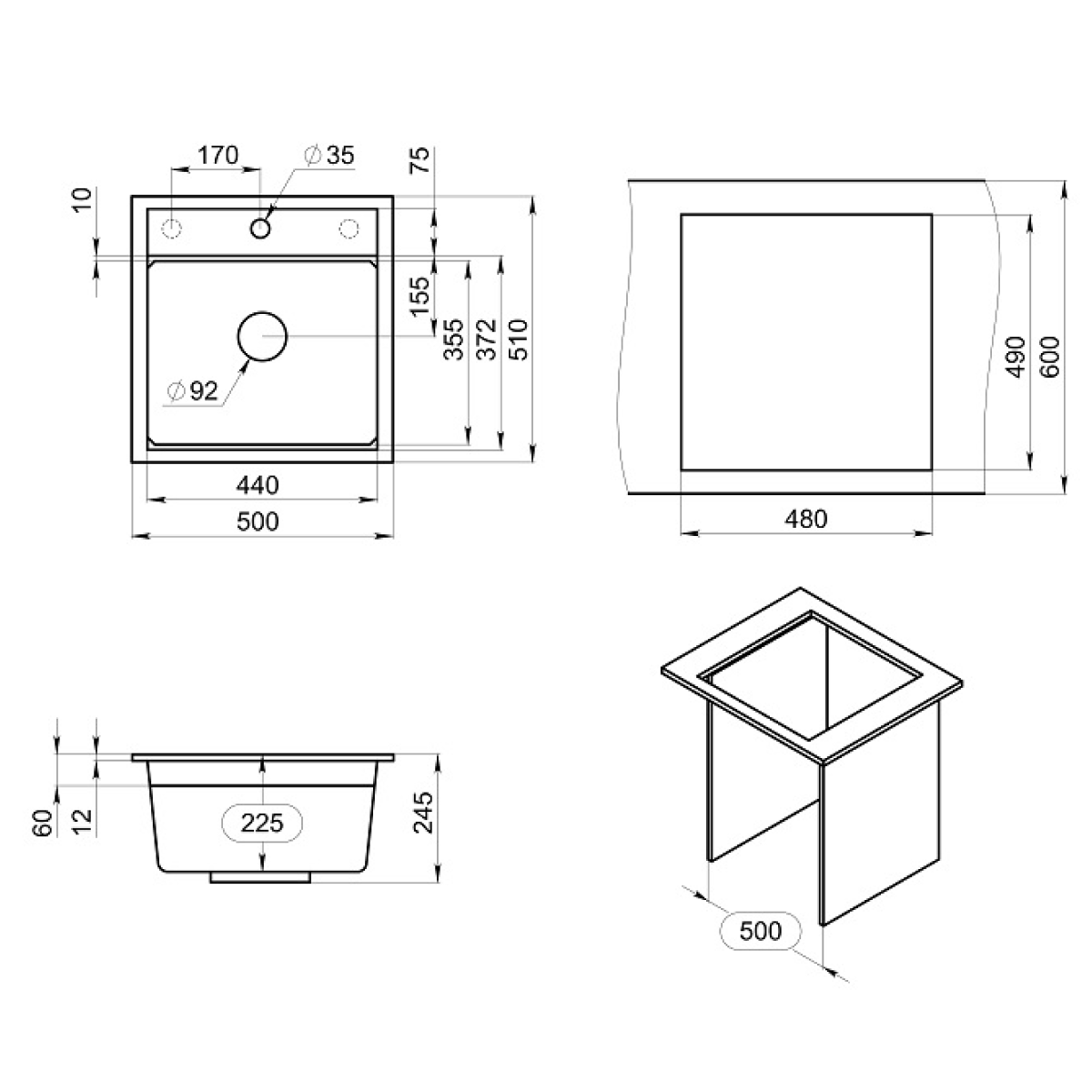 Кухонная мойка GRANULA кварц (5002i, АЛЮМИНИУМ) - фото 4