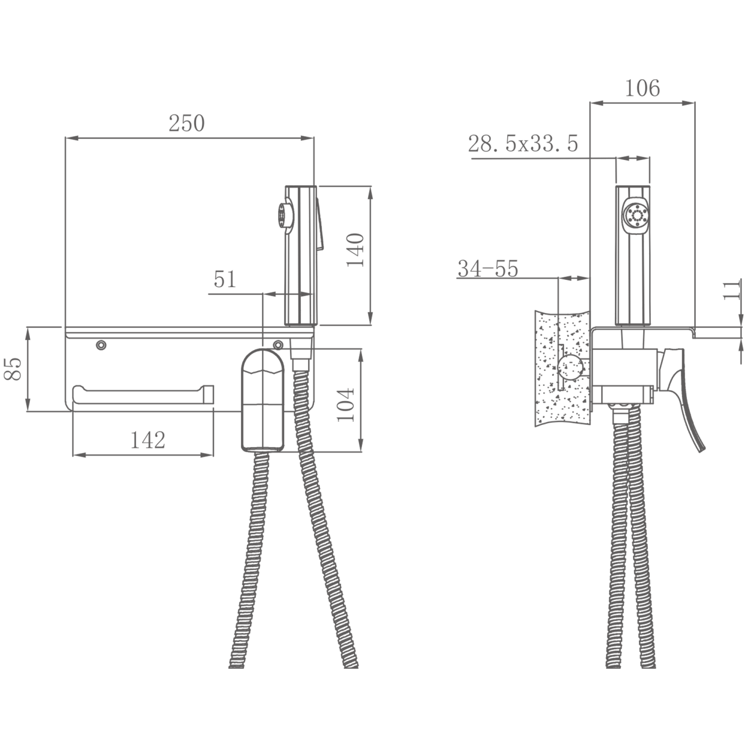 Смеситель с гигиенической лейкой, полочкой и держателем туалетной бумаги HAIBA хром (HB55553) - фото 2