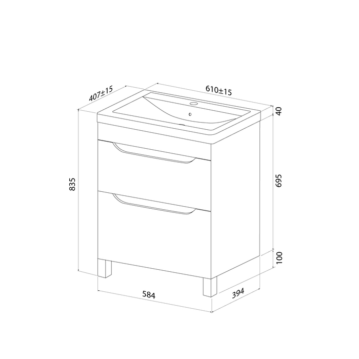 Тумба с умывальником, напольная, 60 см, белый, Ray, IDDIS, RAY60WFi95K - фото 8