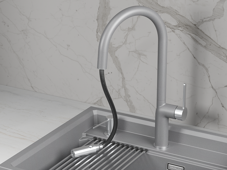 Смеситель для кухни GRANULA (9010, АЛЮМИНИУМ) - фото 3