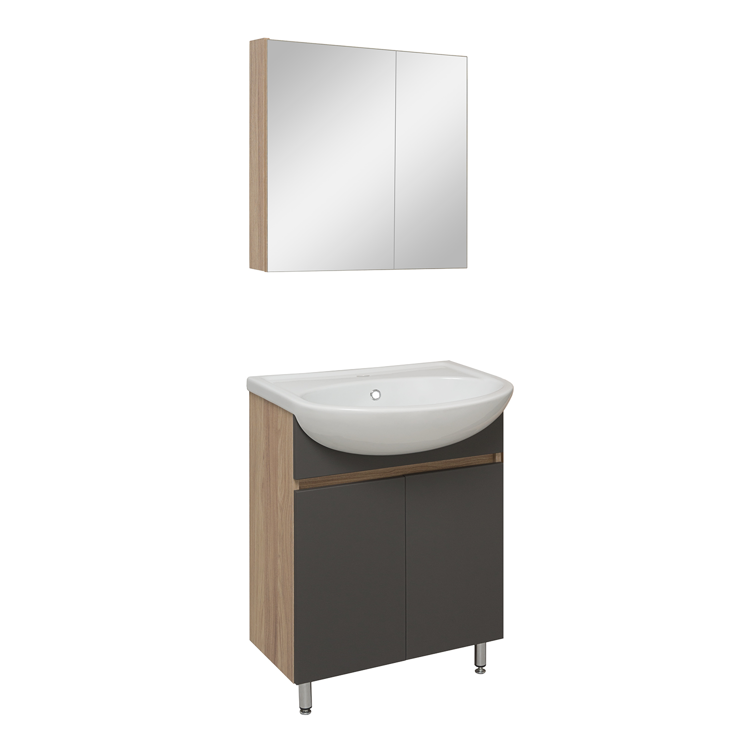 Зеркальный шкаф Runo графит Лада 60 (00-00001161) - фото 4