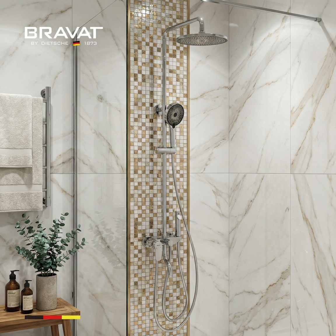 Душевая система со смесителем и гигиеническим душем цвет хром BRAVAT (F6425238CP-A-SW) - фото 3