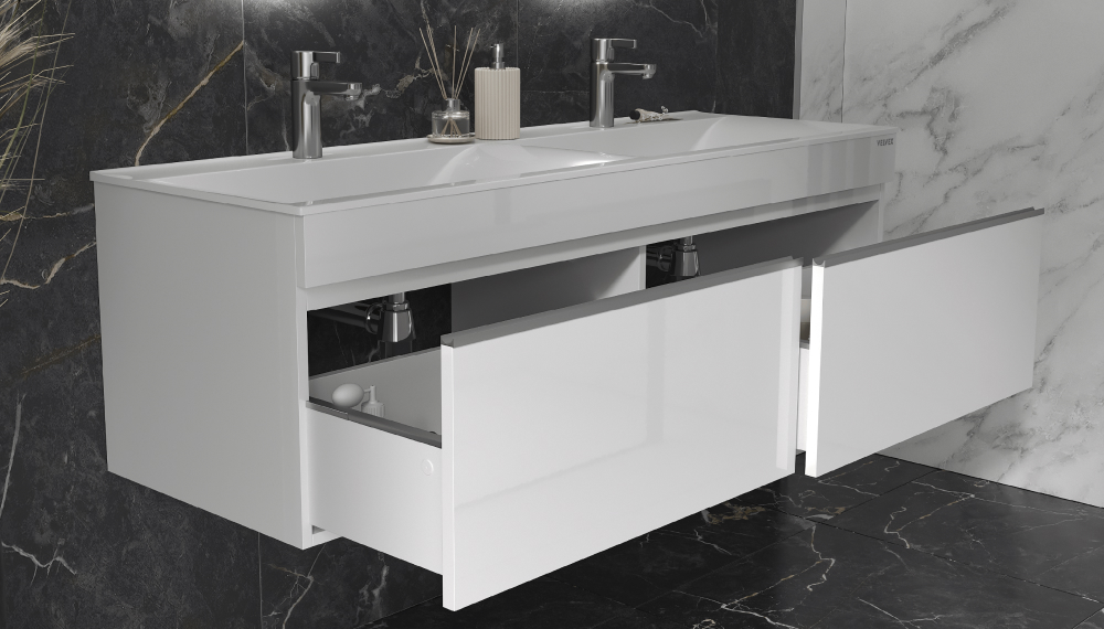 Тумба подвесная Velvex Pulsus 140 белая под раковину rkPUL.140-81 (Pulsus) (tp.PUL.PUL.140.2Y белый глянец) - фото 3