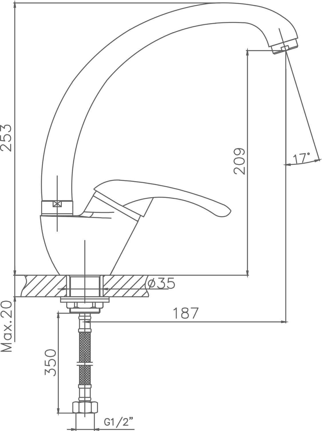 Смеситель для кухни Cron белый (CN4113-8) - фото 2