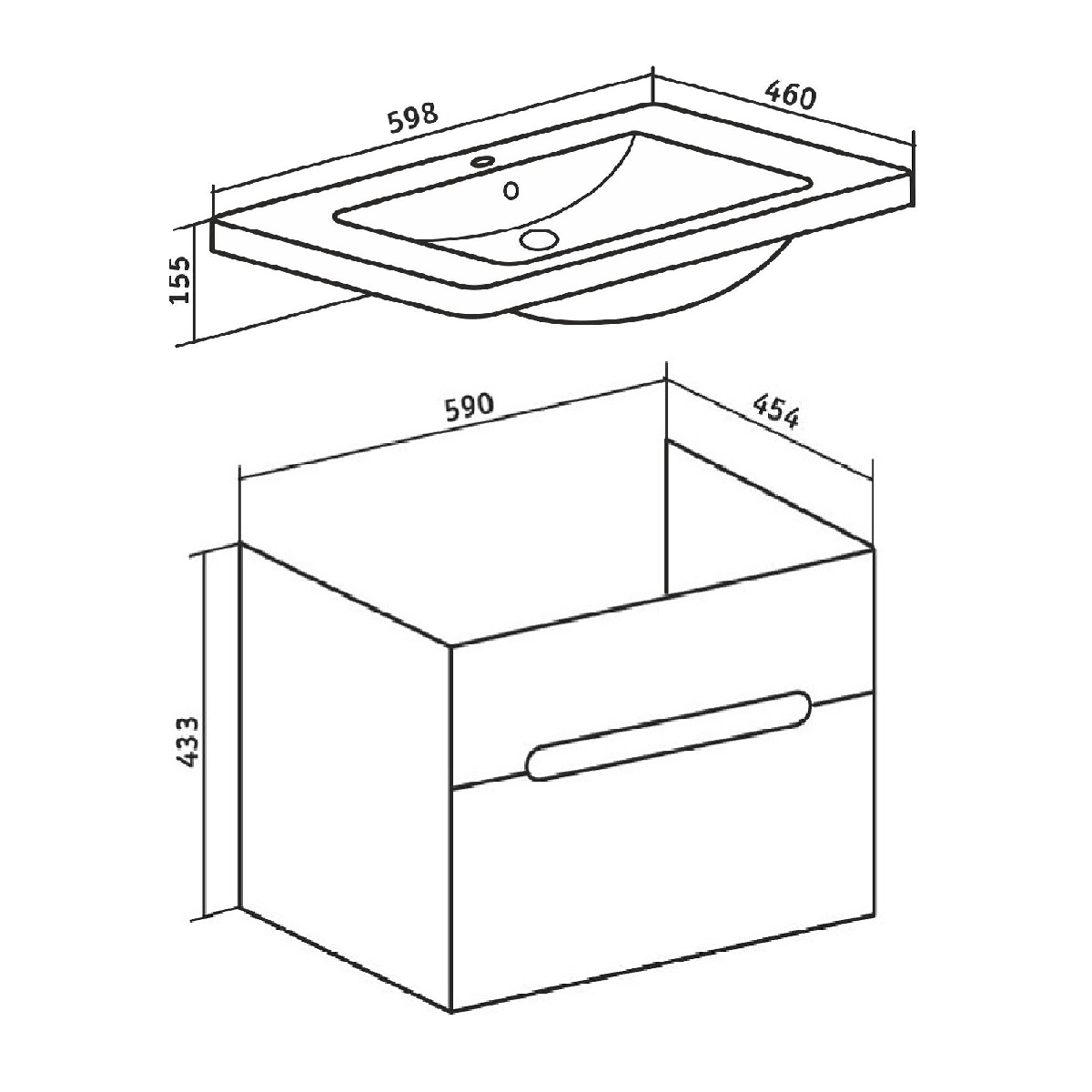 Тумба Runo Парма 60 подвесная 1 ящик под умывальник УТ000001837 (Omega 60) (00000001138) - фото 4