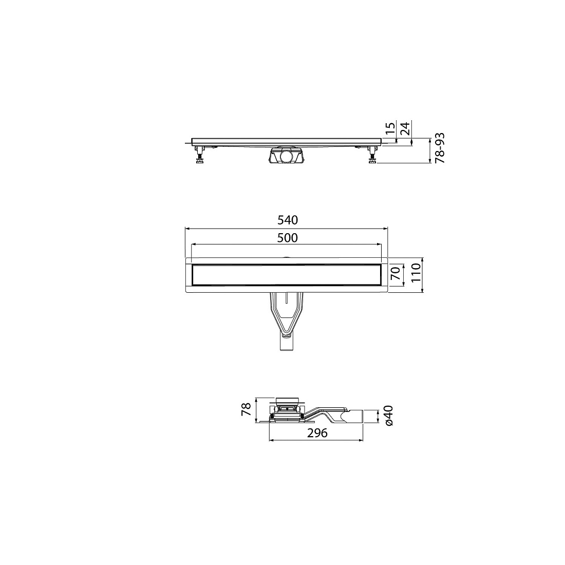 Лоток душевой, сифон 360, комбинированный затвор, двухсторонняя решетка, 500мм, хром, IDDIS, 975B5SB00DZ - фото 6