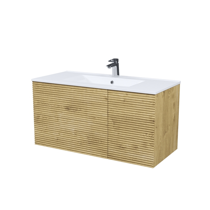 Тумба с умывальником IDDIS Bild подвесная, 100 см, дуб светлый (BIL10V0i95K)