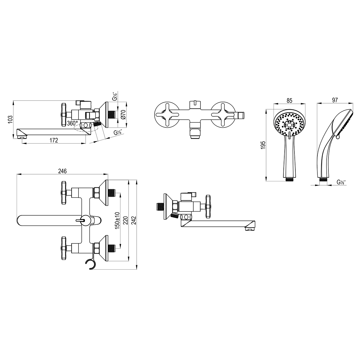 Смеситель Rossinka универсальный (RS39-85) - фото 2